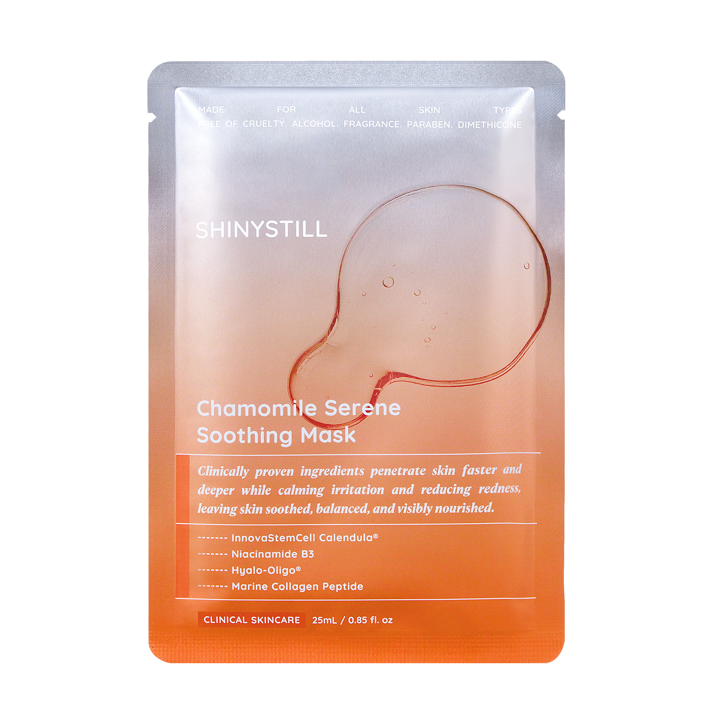 Skinnystill Chamomile Serum Soothing Mask packaging on a white background