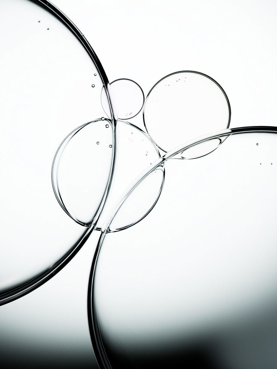 Black and white bubbles on a gradient background