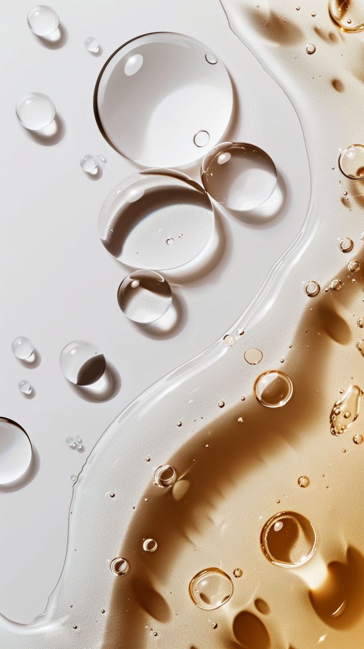 Close-up of water droplets on a surface with a gradient background